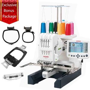 Janome MB 4S Four Needle Embroidery Machine with included Hat Hoop Lettering Hoops