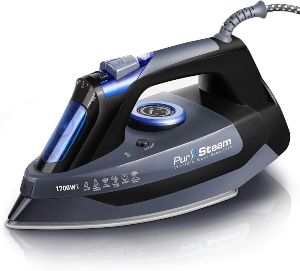 Professional Grade 1700W Steam Iron for Clothes with Rapid Even Heat Scratch Resistant Stainless Steel Sole Plate