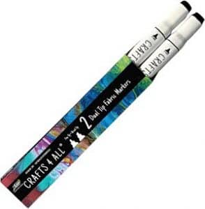 Crafts 4 ALL Permanent Fabric Marker Laundry Marker Non Bleed Dual Tip 2 Pack BLACK