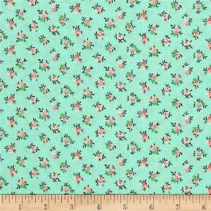 Santee Print Works New Country Calicos Flowers Mint Fabric by the Yard