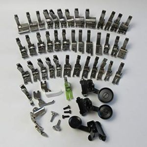 A group of metal sewing machine parts and accessories.