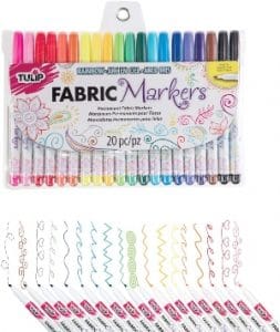  Tulip Permanent Nontoxic Fabric Markers, 20 Pack, Multicolor