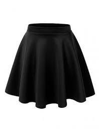 A black skater skirt on a white background.