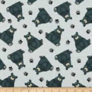 Henry Glass Flannel Furr Ever Friends Tossed Bears Gray