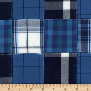 Robert Kaufman Nantucket Patchwork 3 Ultra Marine Madras Fabric