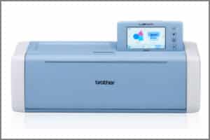 A Brother SDX225F printer with a blue and white screen.